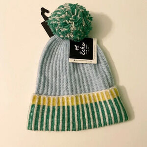 Echo New York Womans Ribbed  Pom Pom Hat Winter Hat With Tags